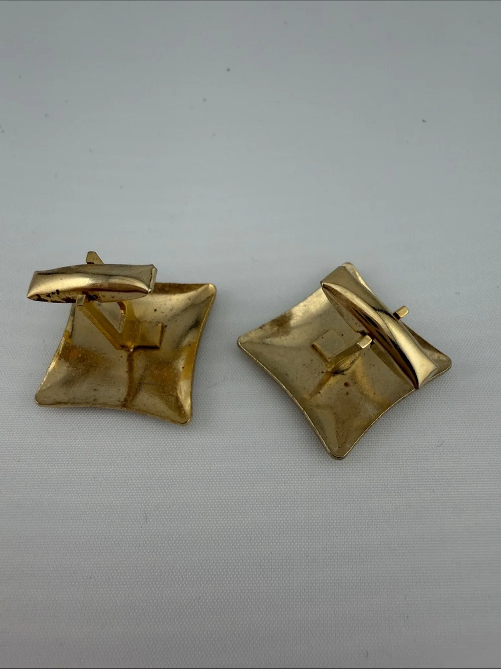Vintage Gold-Tone Square Engraved Cufflinks - Men Accessories